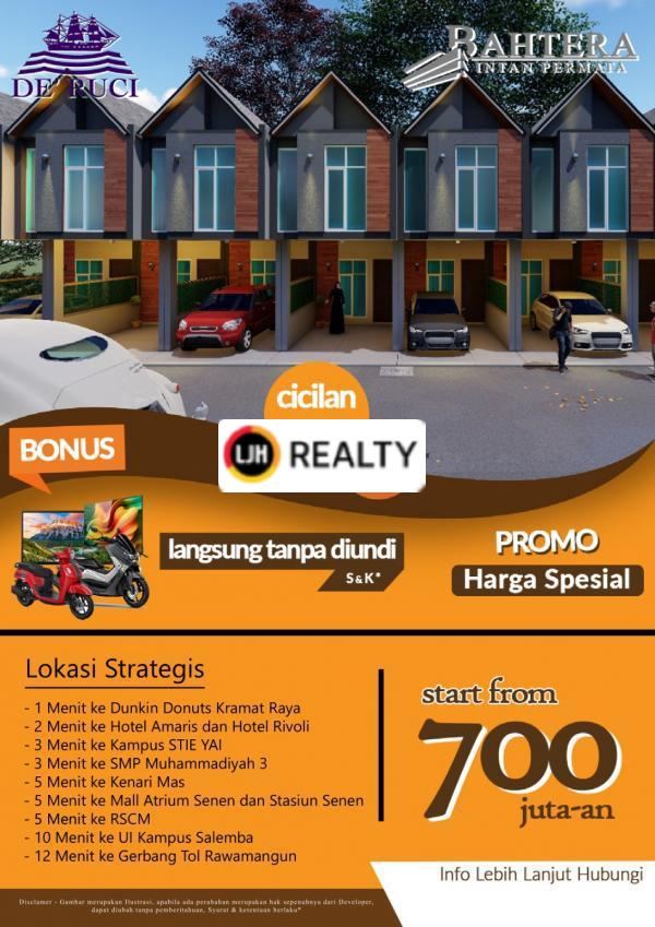 RUMAH BRAND NEW CLUSTER DE RUCI JAKARTA PUSAT SANGAT STRATEGIS