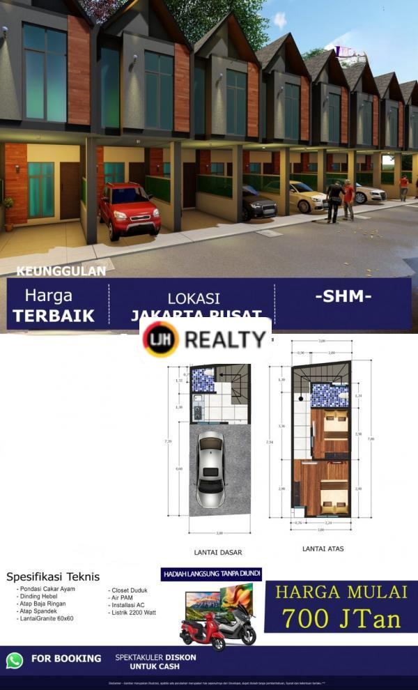 RUMAH 2BR BRAND NEW CLUSTER DE RUCI JAKARTA PUSAT SANGAT STRATEGIS