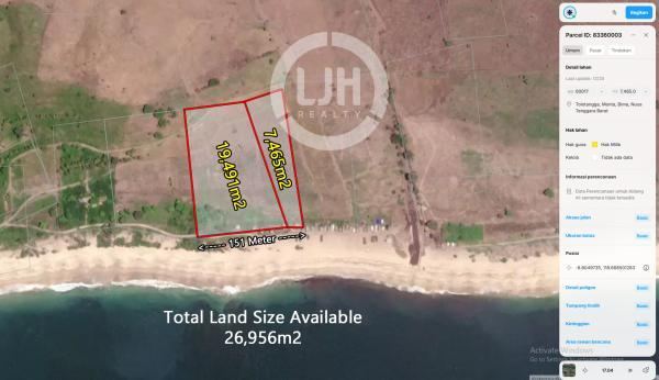 Land for sale at Bima, Sumbawa, strategic location, beach front of Wane Beach, suitable for investment
