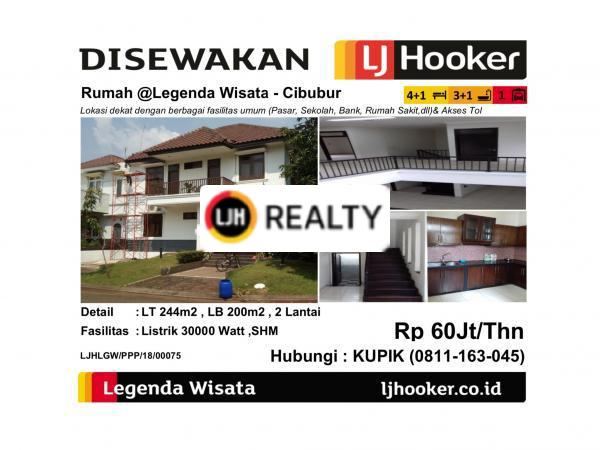Disewakan Rumah Dalam Cluster @Legenda Wisata 
