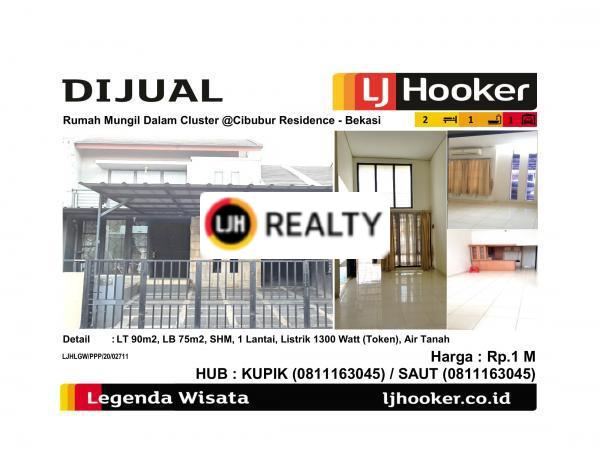 Dijual Rumah Mungil Dalam Cluster @Cibubur Residence - Bekasi
