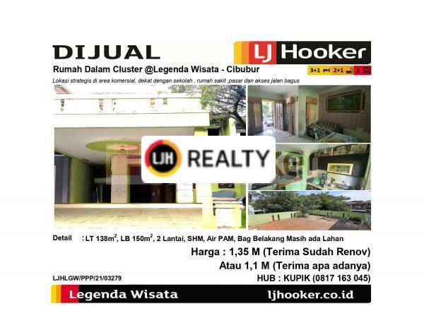 Dijual Rumah Dalam Cluster @Legenda Wisata - Cibubur