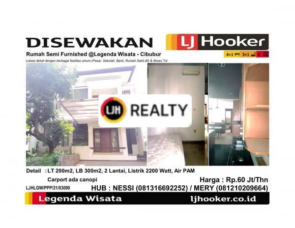 Disewakan Rumah Semi Furnished @Legenda Wisata - Cibubur
