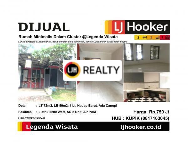 Dijual Rumah Minimalis Dalam Cluster @Legenda Wisata - Cibubur