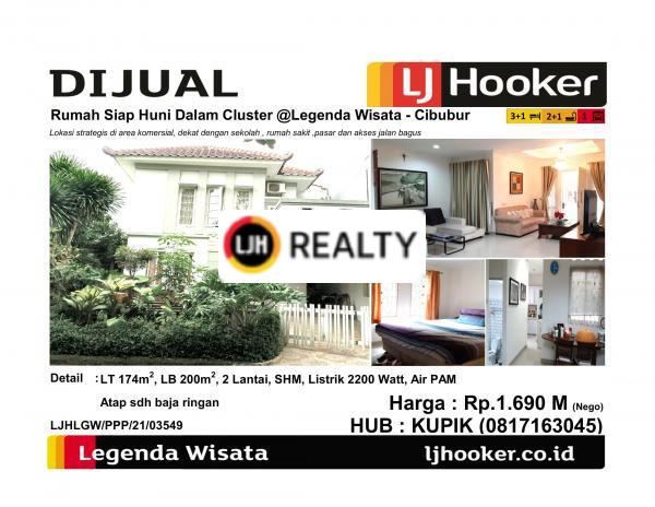 Dijual Rumah Siap Huni Dalam Cluster @Legenda Wisata - Cibubur