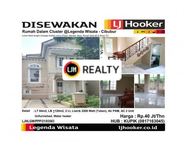 Disewakan Rumah Dalam Cluster @Legenda Wisata - Cibubur
