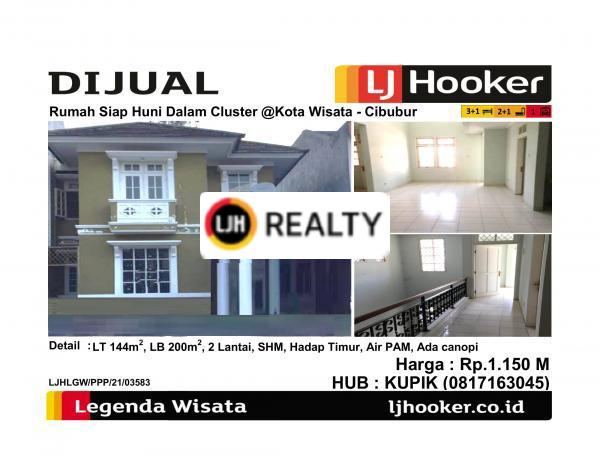 Dijual Rumah Siap Huni Dalam Cluster @Kota Wisata - Cibubur