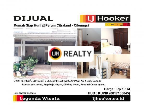Dijual Rumah Full Furnished @Perum Citraland - Cileungsi