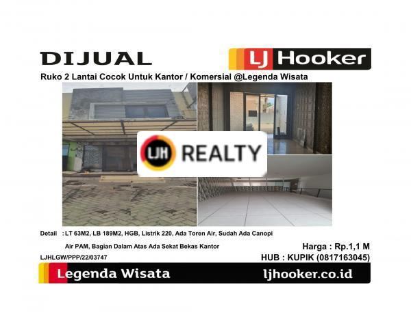 Ruko 2 Lantai Cocok Untuk Kantor / Komersial @Legenda Wisata