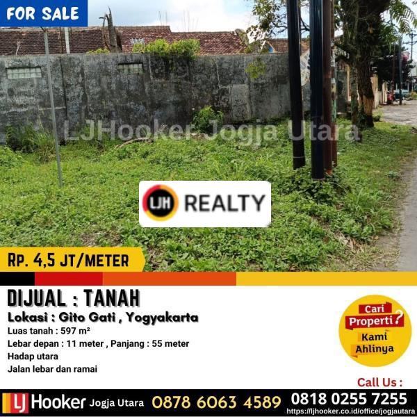 Tanah pekarangan  strategis pinggir jalan gito gati yogyakarta