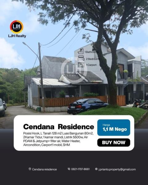 Rumah Hook, View Taman, di Cendana Residence, Pamulang