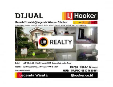 Dijual Rumah Dalam Cluster @Legenda Wisata - Cibubur