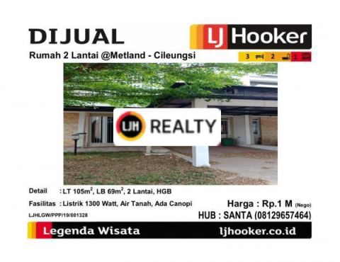 Dijual Rumah 2 Lantai @Metland - Cileungsi