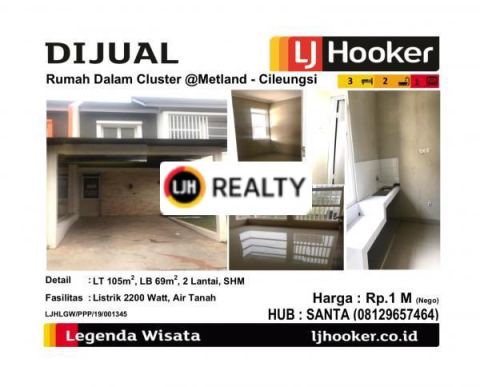 Dijual Rumah Dalam Cluster @Metland - Cileungsi