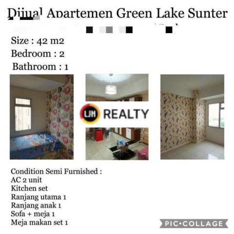 Apartemen 2 KAMAR, SEMI FURNISHED Di Green Lake Sunter, Jakarta Utara