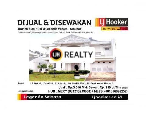 Dijual Dan Disewakan Rumah Siap Huni @Legenda Wisata - Cibubur