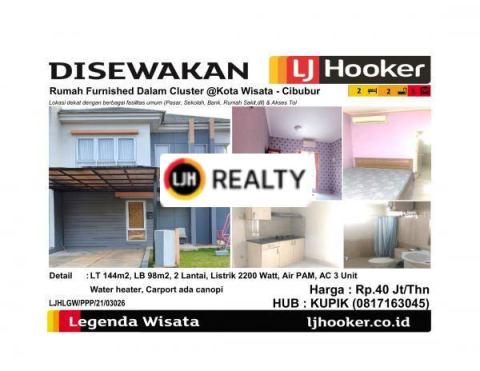 Disewakan Rumah Furnished Dalam Cluster @Kota Wisata - Cibubur