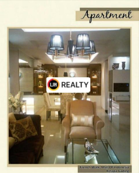Apartemen 3 KAMAR, FULLY FURNISHED Di Frech Walk Tower Paris Garden, Kelapa Gading