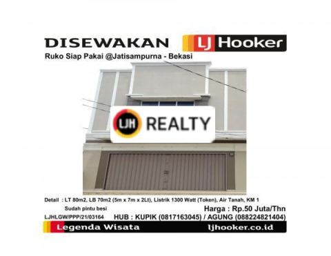 Disewakan Ruko Siap Pakai @ Jatisampurna - Bekasi
