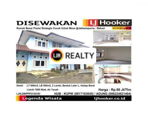 Disewakan Rumah Besar Posisi Strategis Cocok Untuk Mess @Jatisampurna - Bekasi