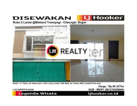 Disewakan Ruko 2 Lantai @Metland Transyogi - Cileungsi, Bogor