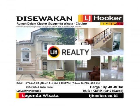 Disewakan Rumah Dalam Cluster @Legenda Wisata - Cibubur