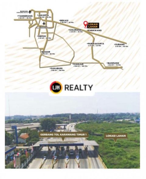 Tanah Dijual Di Samping Pintu Tol Karawang Timur Ciampel Karawang
