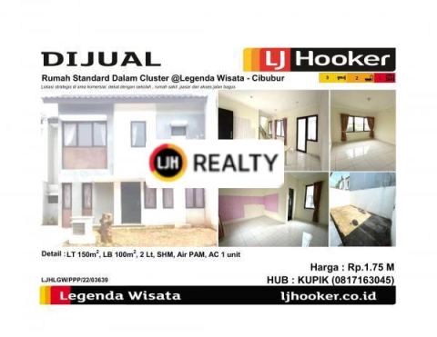 Dijual Rumah Standart Dalam Cluster @Legenda Wisata - Cibubur