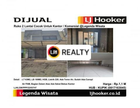 Ruko 2 Lantai Cocok Untuk Kantor / Komersial @Legenda Wisata