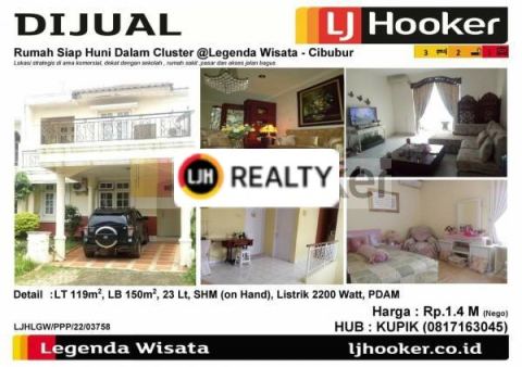 Rumah Dalam Cluster Siap Huni @Legenda Wisata - Cibubur