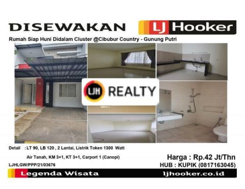Disewakan Rumah Siap Huni Didalam Cluster @Cibubur Country - Gunung Putri