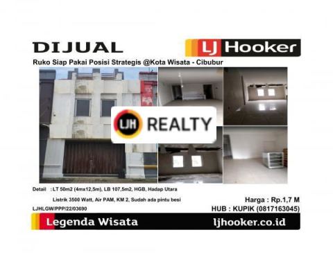 Dijual Ruko Siap Pakai Posisi Strategis @Kota Wisata - Cibubur 