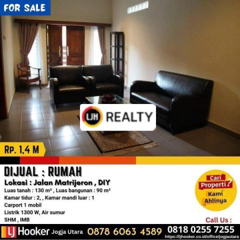 Rumah 1 Lantai dalam kota di Mantrijeron 
