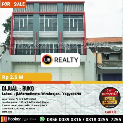 3 unit ruko l di jl.Martadinata, Wirobrajan , Yogyakarta.